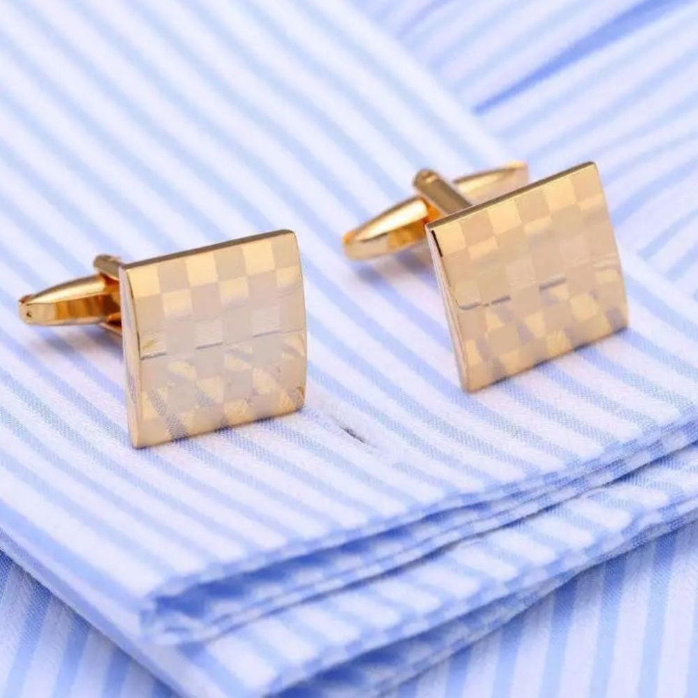 Stainless Steel in Gold Square Cuff Links